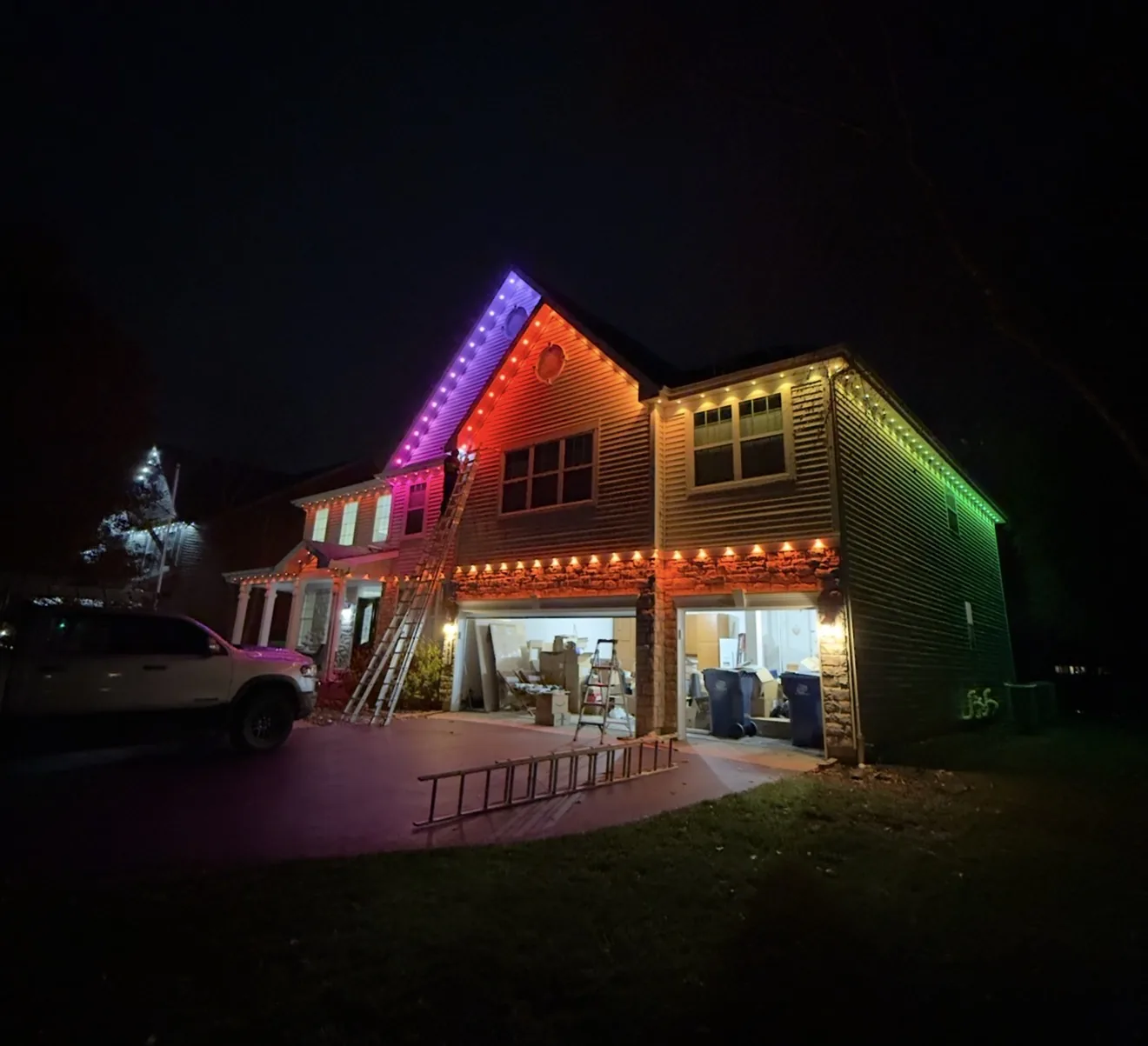 Permanent Govee LED roofline lights installation — First Frost Chicagoland