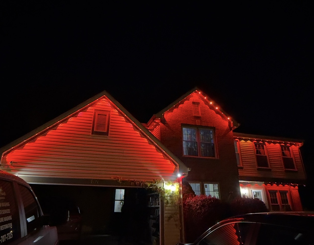 Permanent Govee LED roofline lighting installation — year-round smart lights